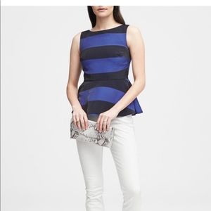 Banana Republic peplum flounce Top Striped 2 NEW